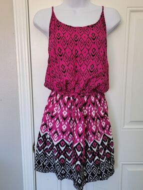 Banana Republic Dress Mini Pink Batik Printed Tie Waist Lightweight Size Small
